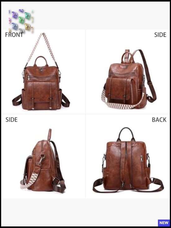 PU Leather Backpack Purse Ladies Convertible Shoulder Bag Travel Work main image 5